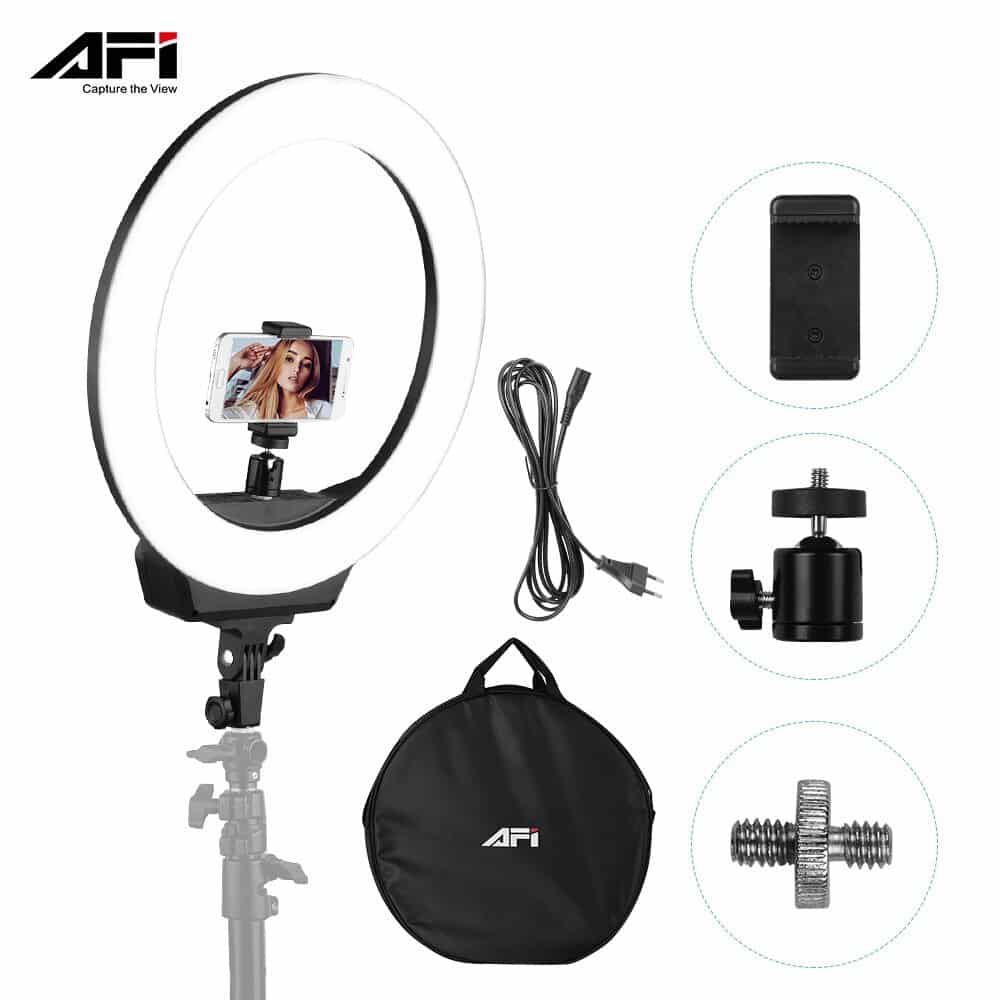 AFI 19 inch LED Ring Light 48 watt for YouTube Video Shooting+Remote+mirror+battery plate