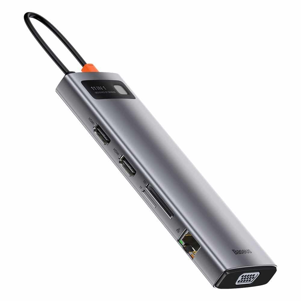 Baseus Metal Gleam Series 11-in-1 Multifunctional Type-C HUB Docking Station Space Gray