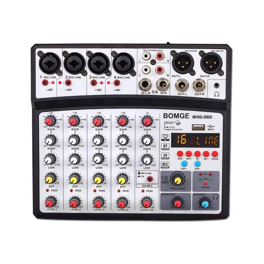 BOMGE 6 Channel Audio Sound Mixer