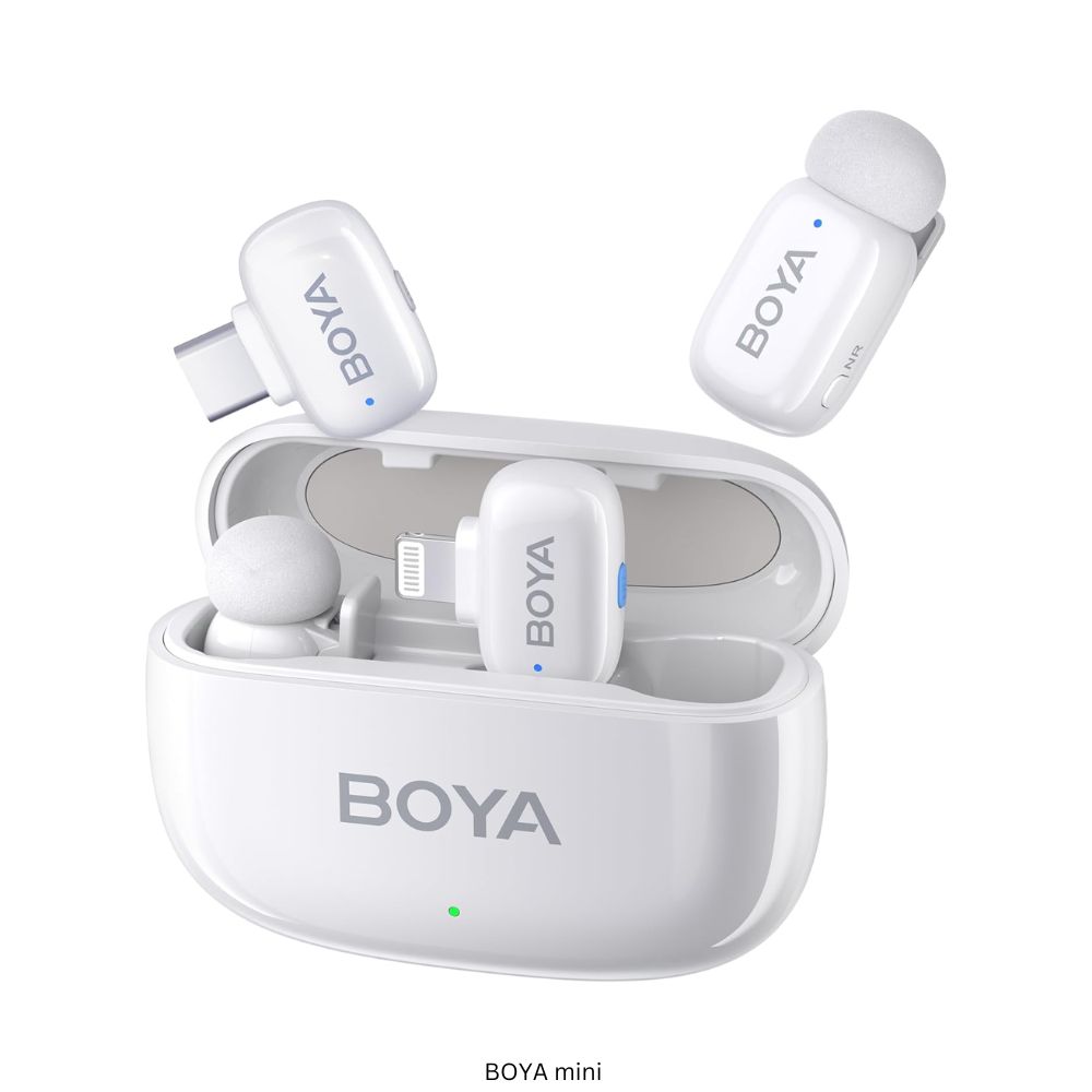 BOYA mini 2-Person Tiny Wireless Microphone System with Lightning & USB-C Connectors for Mobile Devices 2.4 GHz