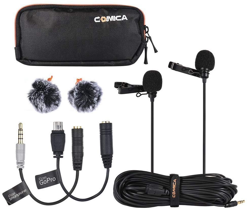 Comica CVM-D02 Dual-Head Lavalier Microphone Clip-on