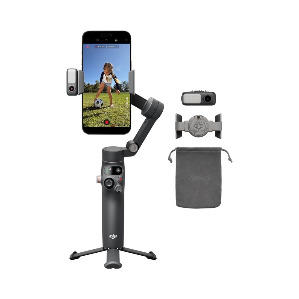 DJI Osmo Mobile 8 Advanced Tracking Combo – AI Native Tracking – Built-in Audio & Lighting – 360° Pan Rotation