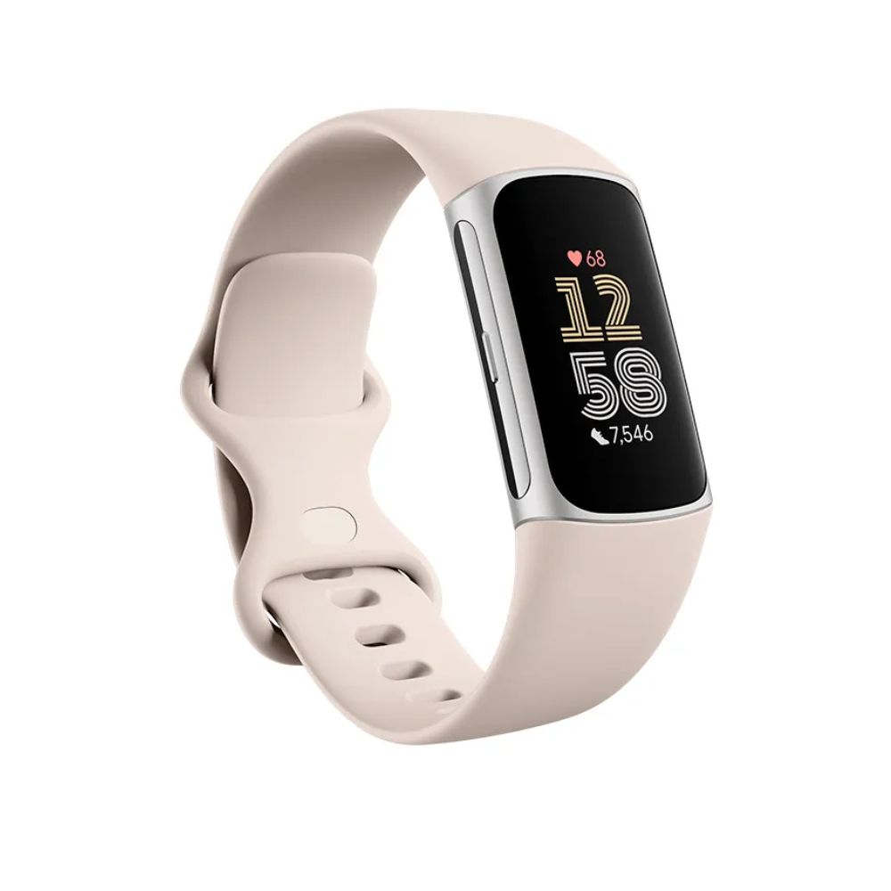 Fitbit Charge 6 – Premium Fitness Tracker Silver Case / White Band