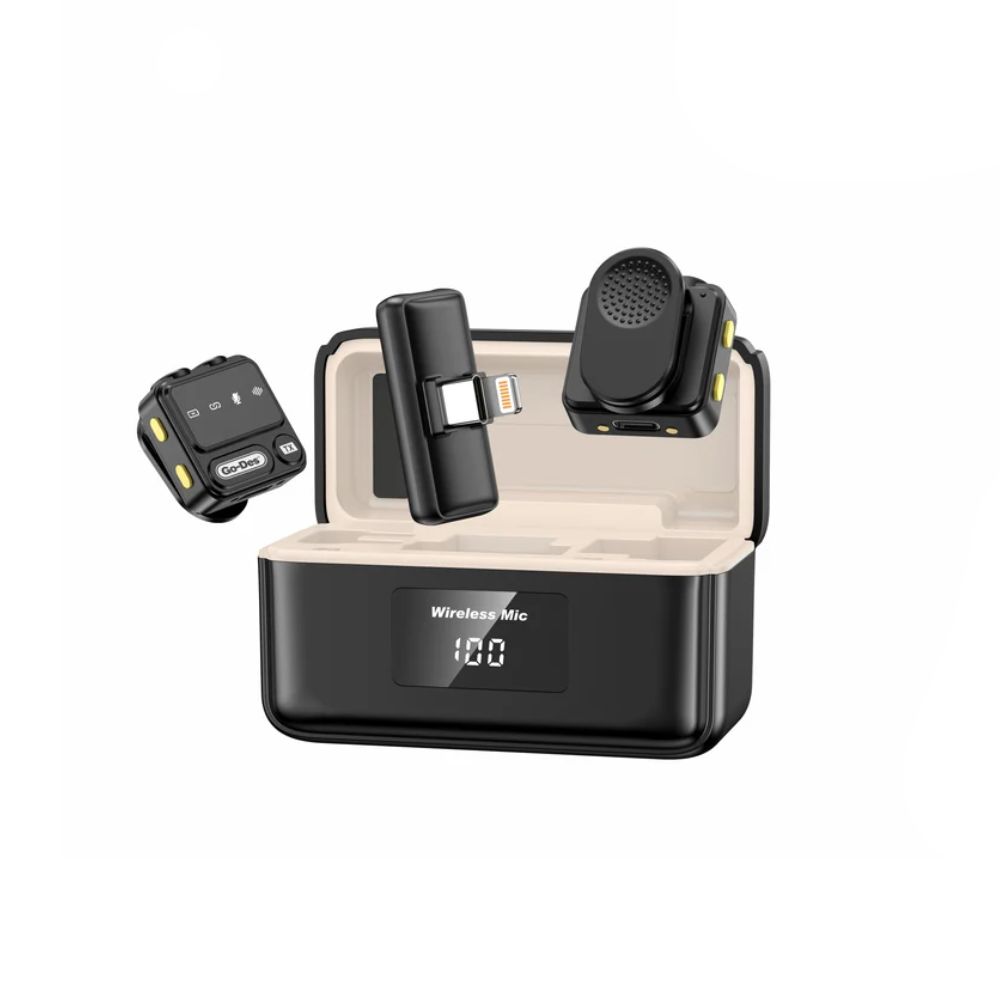 Go-Des 2-in-1 Wireless Lapel Clip Microphone with U-Shaped Receiver