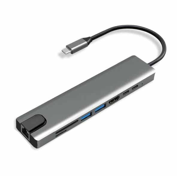 Green 8 in 1 Adapter (Type C to Type C*2, HDMI, USB 3.0*2, Micro SD, SD Card, LAN)