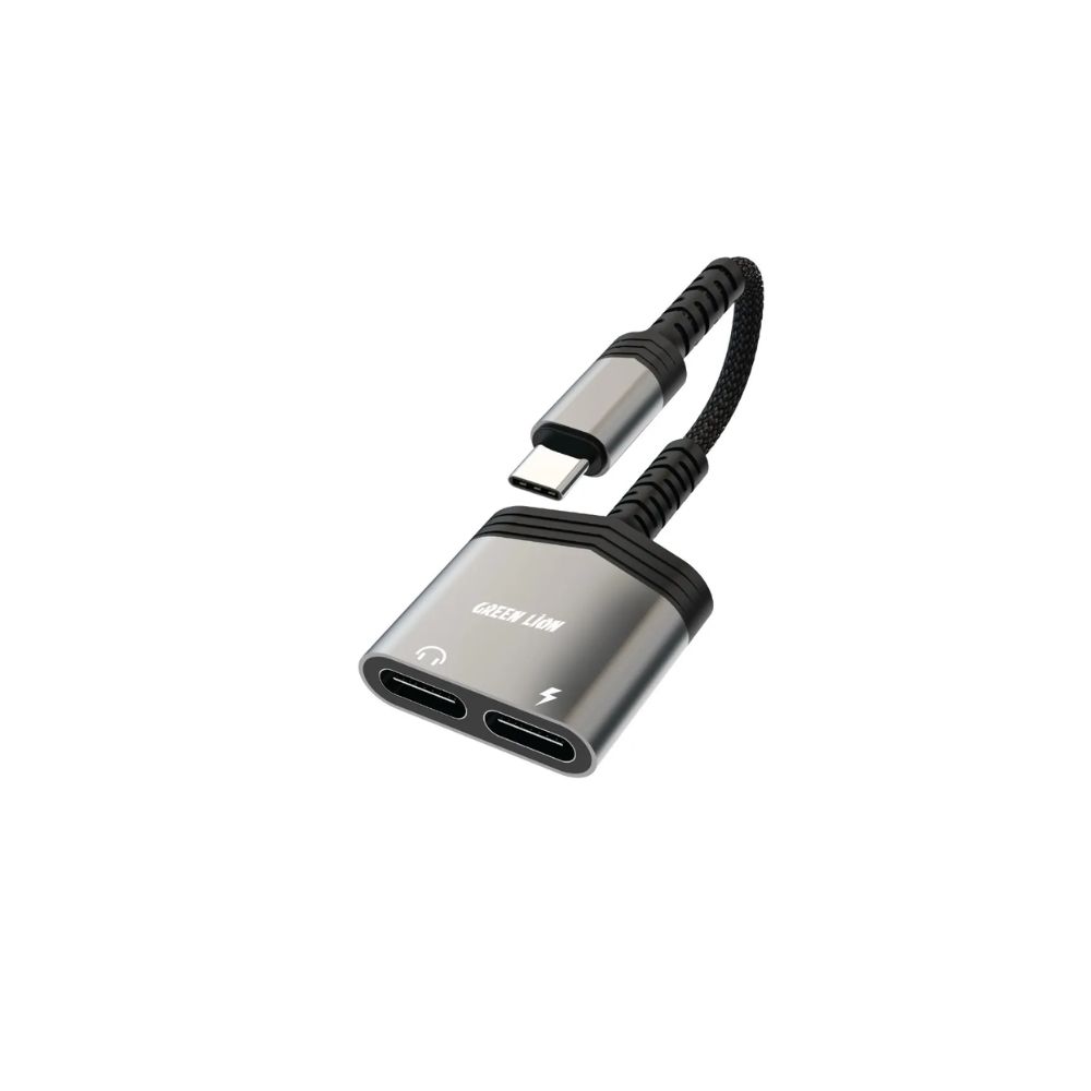 Green Lion 2 In 1 Splitter Adapter Type-C to Type-C (Charging & Audio)
