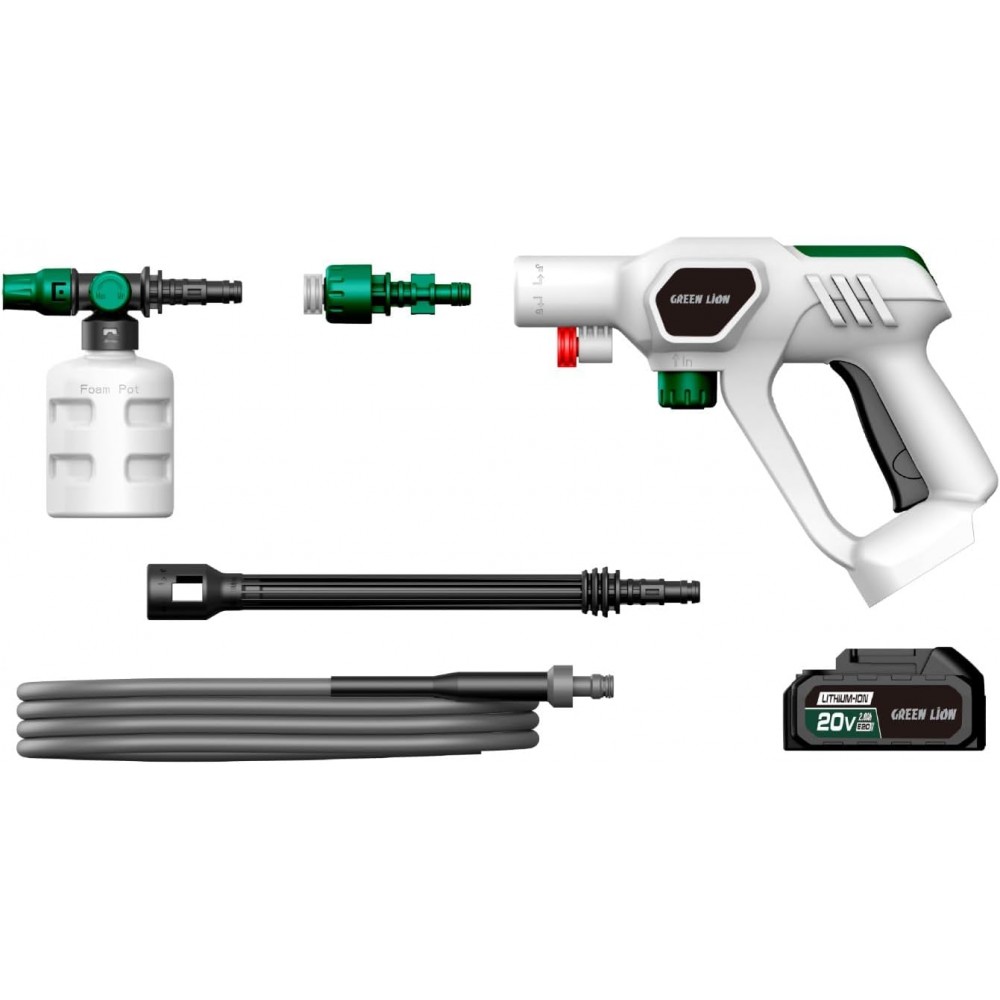 Green Lion Wireless Pressure Wash Gun 130W 2000mAh – White