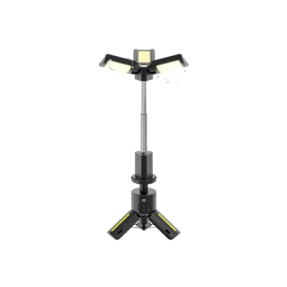 Green Lion Trio Beam Tripod Camping Light – Black