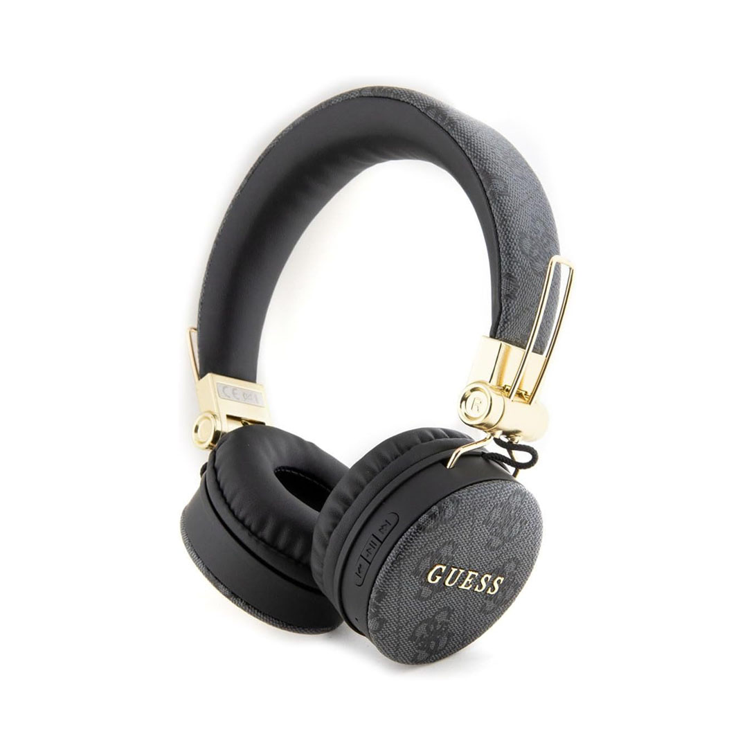 Guess Wireless Headphones 4G PU Leather with Metal Logo – Black