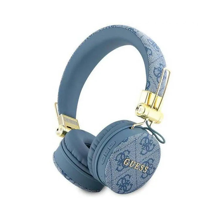 Guess Wireless Headphones 4G PU Leather with Metal Logo – Blue