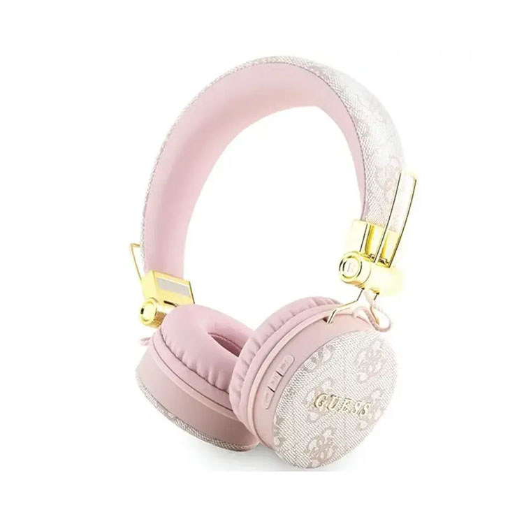 Guess Wireless Headphones 4G PU Leather with Metal Logo – Pink
