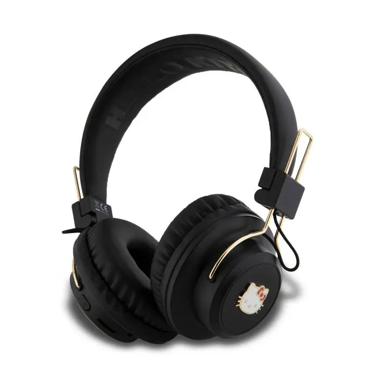 Hello Kitty Bluetooth Headphones Metal Logo Round Shape – Black