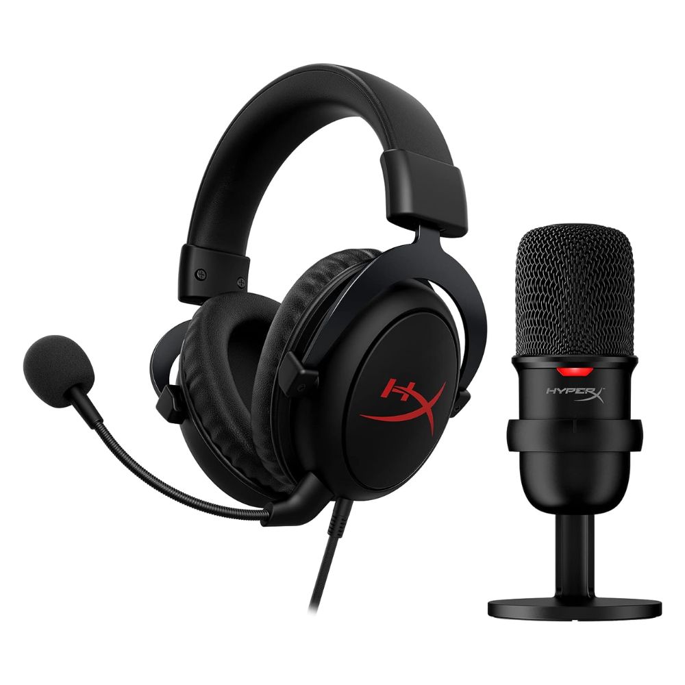HyperX – Streamer Starter Pack SoloCast Wired USB Condensor Microphone and Cloud Core Gaming Headset)