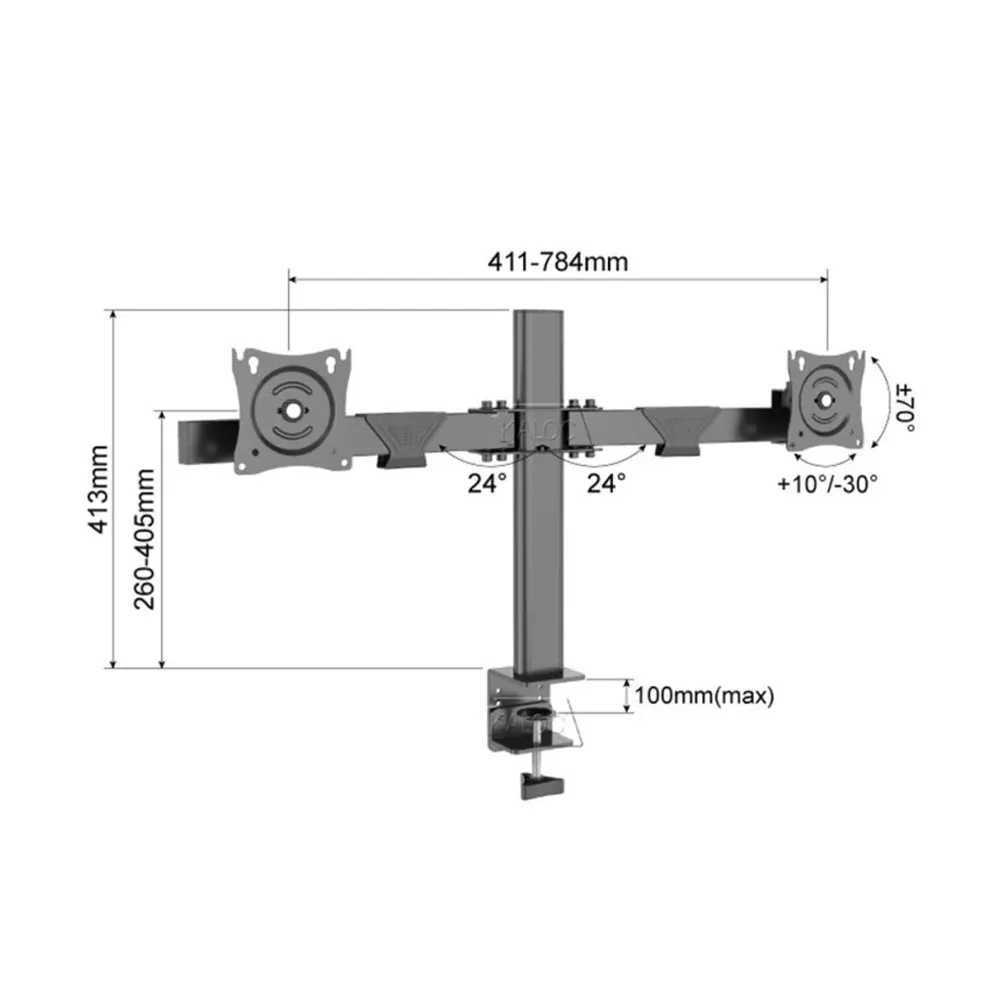 Kaloc DZ220J Adjustable Horizontal Dual Monitor Arm