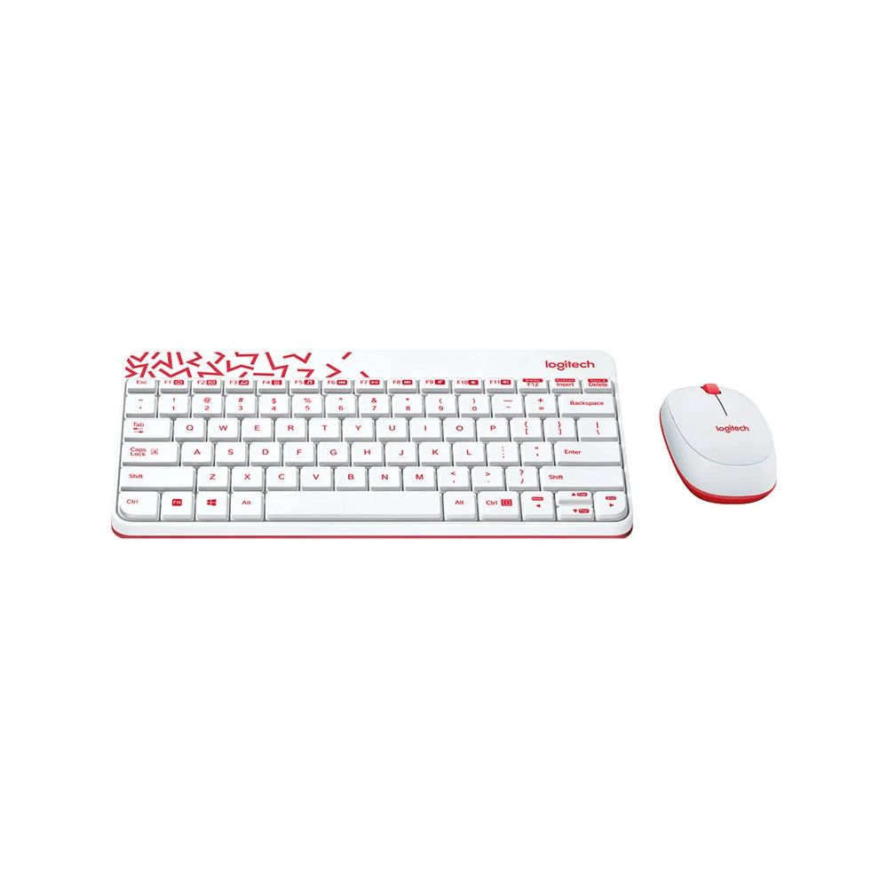 Logitech MK240 Wireless Keyboard and Mouse Combo – White/Vivid Red