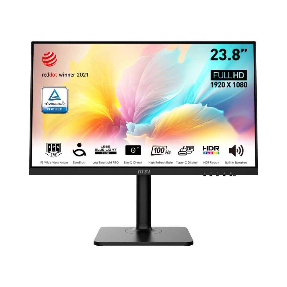 MSI Modern MD2412P – 24″ – 1920 x 1080 (FHD) IPS – FreeSync – HDR Ready – 100Hz – TUV Certified Eyesight Protection – 1ms, VGA, HDMI