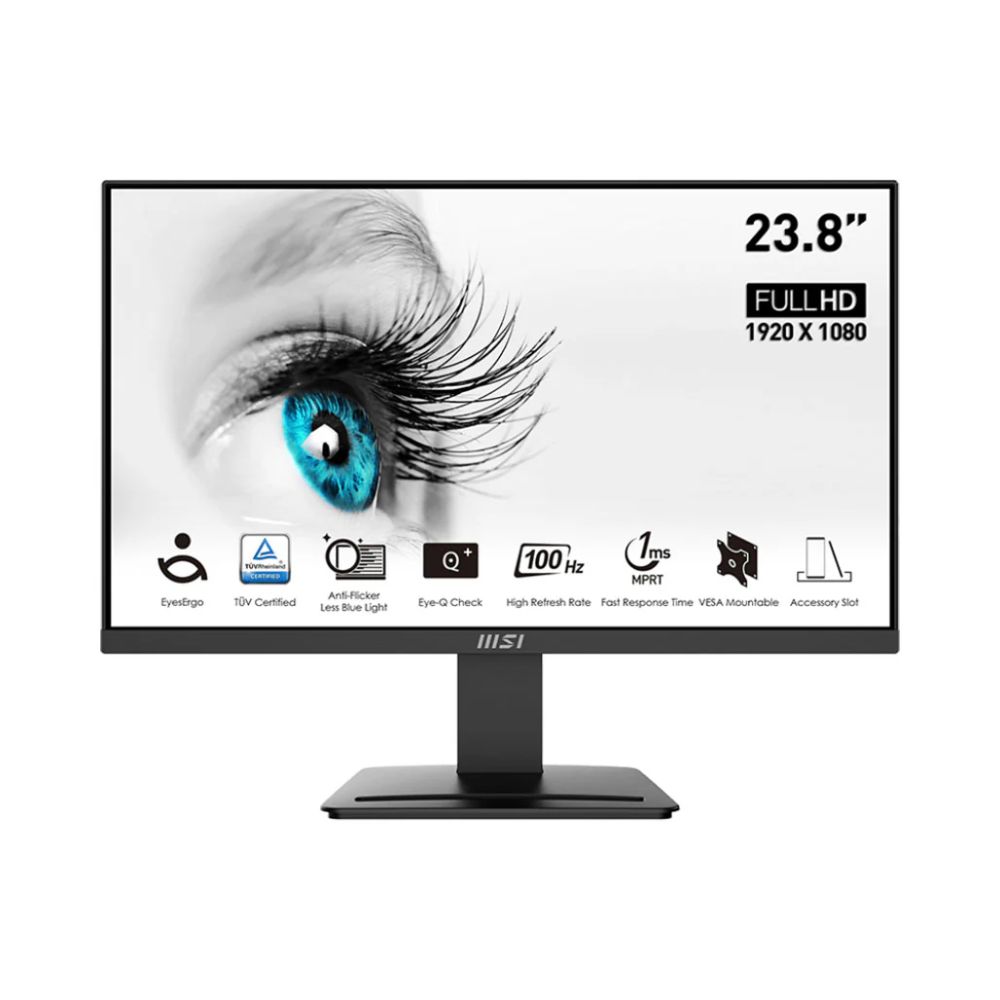 MSI PRO MP2412 Monitor – 1920 x 1080 Pixels – 24″ FHD – 100Hz – IPS – 1ms – HDMI / DP