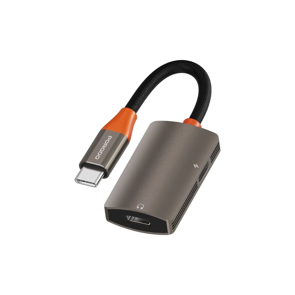 Porodo AudioLink Duo USB-C Interface Audio & Charge Splitter 60W