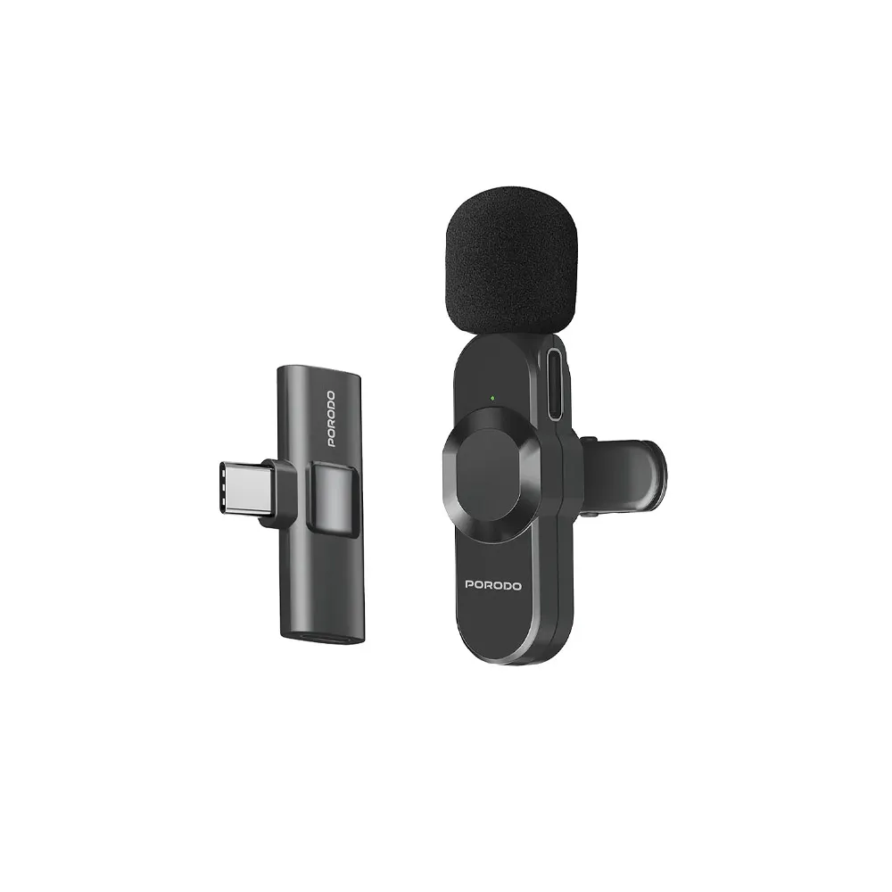 Porodo Audix Lavalier Microphone Type-C & Lightning – Black