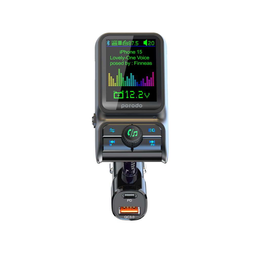 Porodo Dual Port Car Charger FM Transmitter PD 36W QC 18W