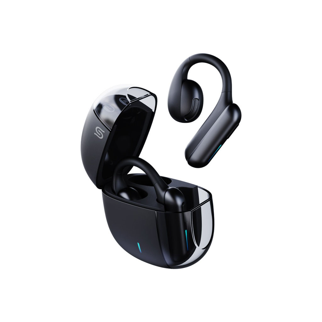 Porodo Soundtec Air Conduction TWS Earbuds with Semi Transparent Case – Black