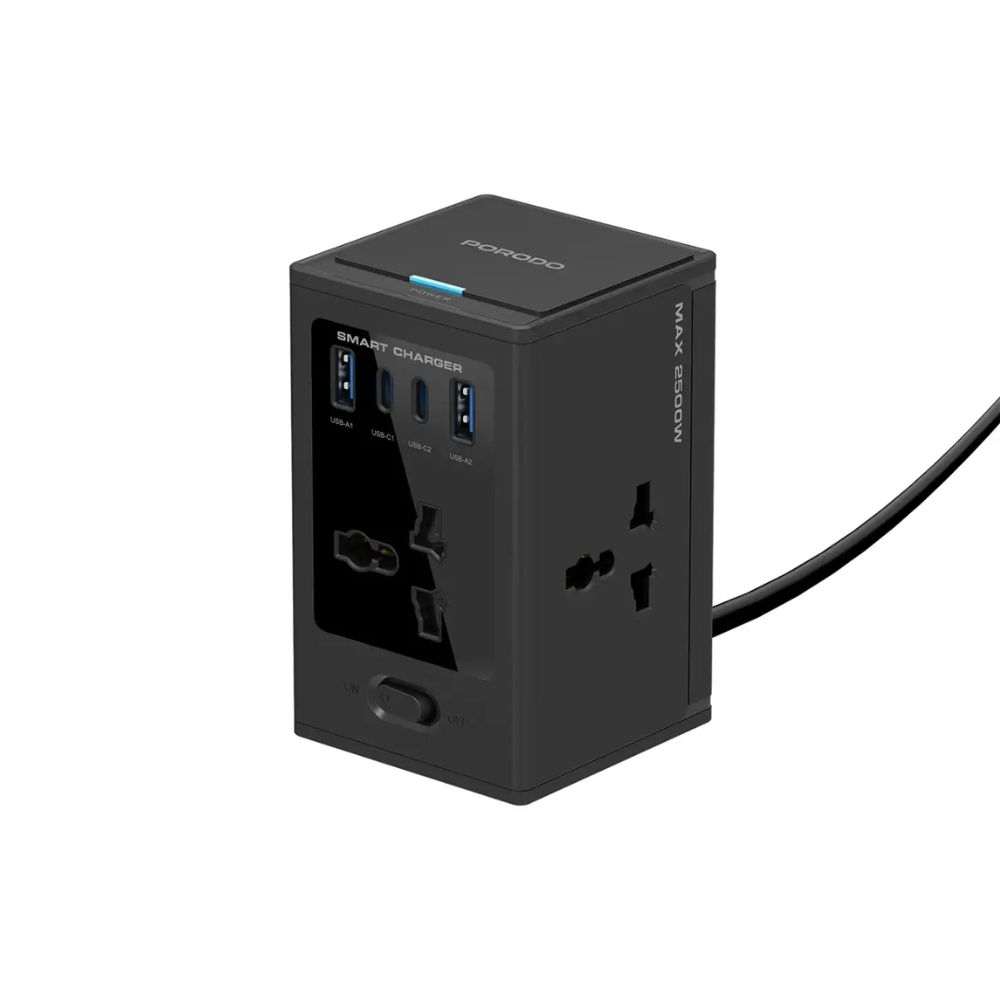 Porodo Universal GaN Multi-Port Cube Adapter – Black