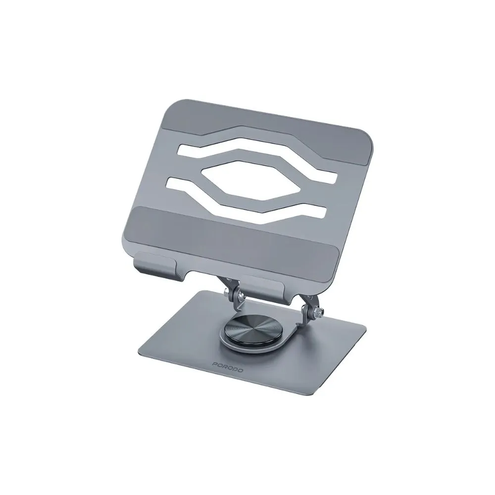 Porodo Zelo 360° Rotatable Tablet Holder – Gray – Carbon Steel – 7″-13″ Compatibility