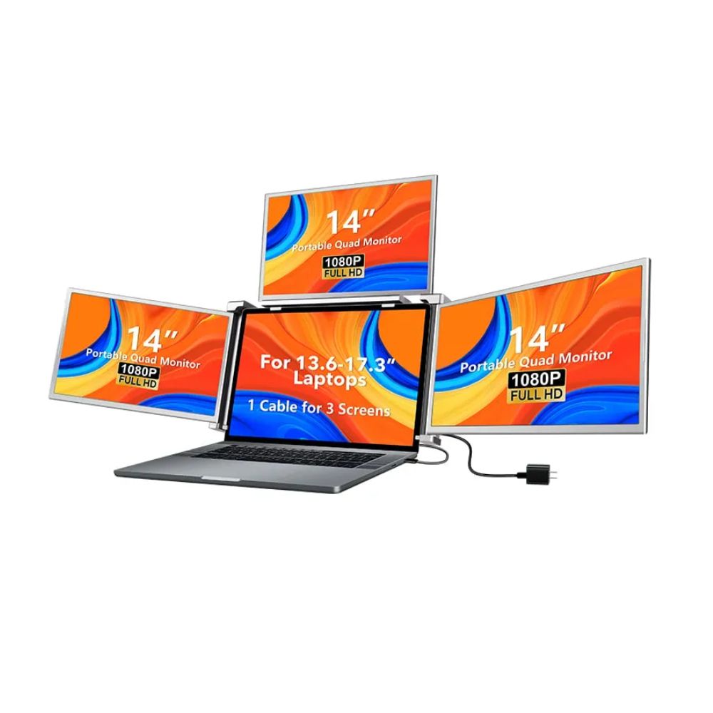Portable Screen S680, 14-inch FHD Quad screen, triple display extender, One-cable connectivity