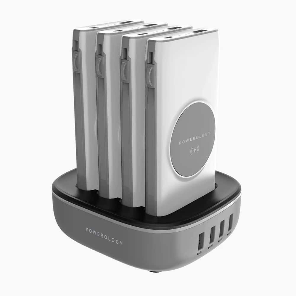 Powerology Greatest 4 in 1 Power Bank Station with Built-in Lightning And Type-C Cable