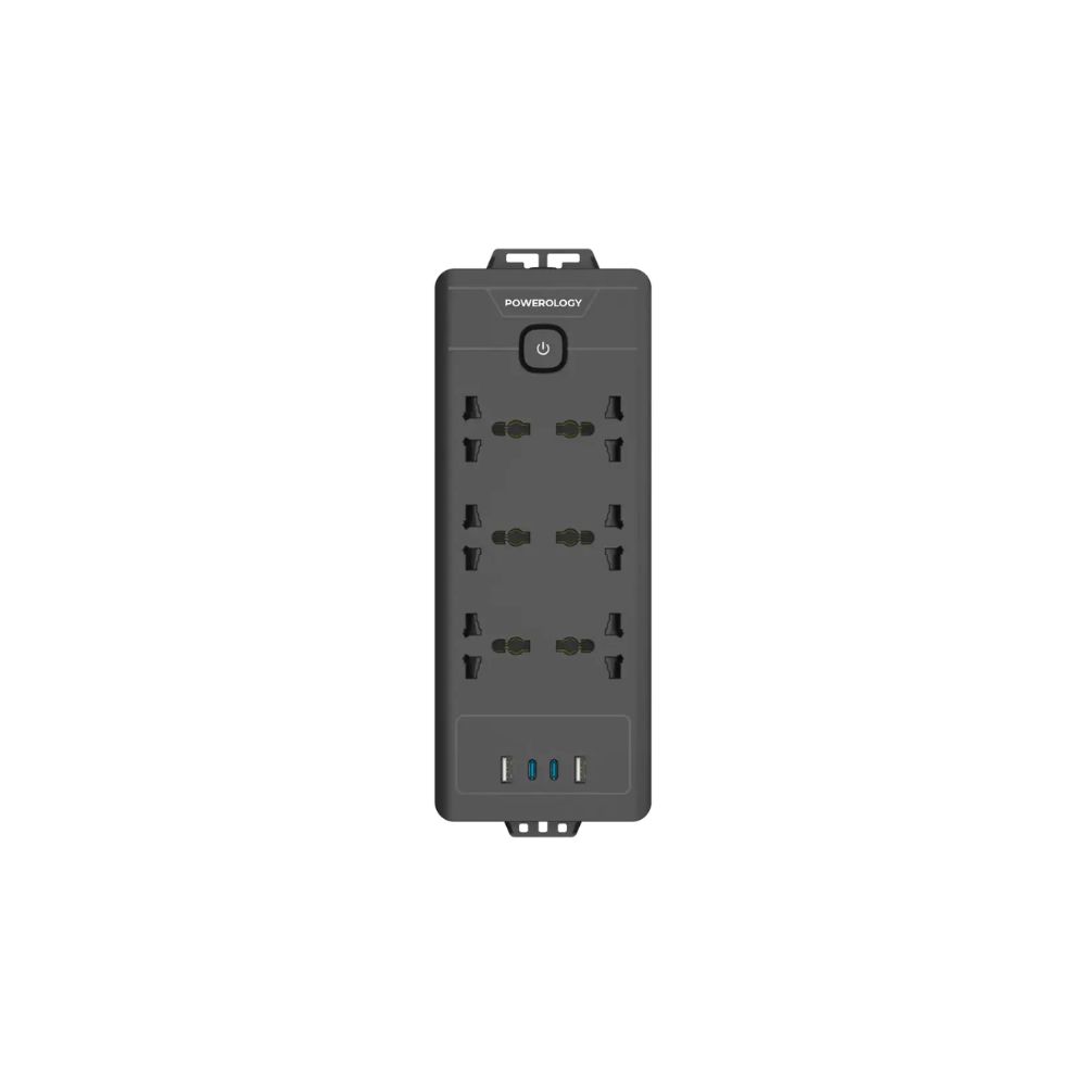 Powerology 6AC 2500W Power Strip – Black