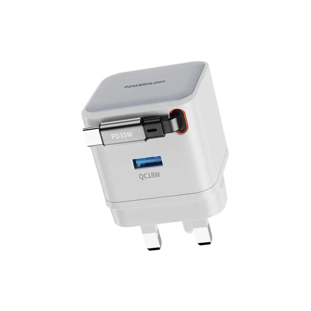 Powerology Single Output Retractable GaN Charger