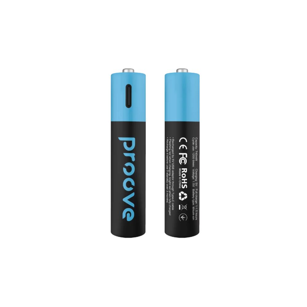 Proove Compact Energy AAA 740mWh Type-C Rechargeable Lithium-Ion Batteries (2-Pack)
