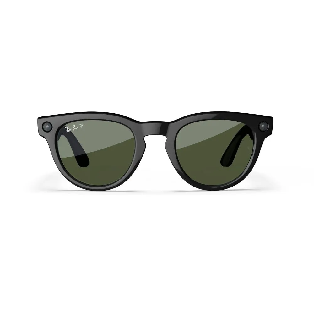 Ray-Ban Meta Headliner Smart Glasses Shiny Black/ Green Polarized