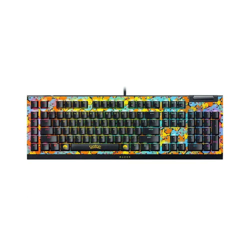 Razer BlackWidow V4 X Full-Size Wired Mechanical Gaming Keyboard – Pokémon Kanto Starters Edition (Green Switches, US Layout)