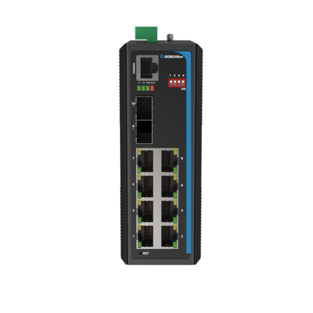 RoboFiber HGW-802SW Industrial Gigabit Fiber Switch 8x RJ45 +2x SFP ports