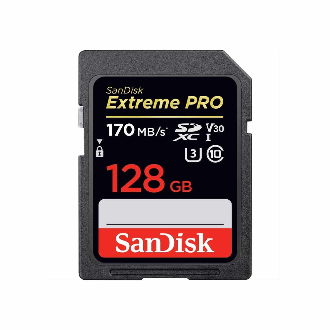 SanDisk 128GB Extreme PRO SDXC UHS-I Card – C10, U3, V30, 4K UHD, SD Card