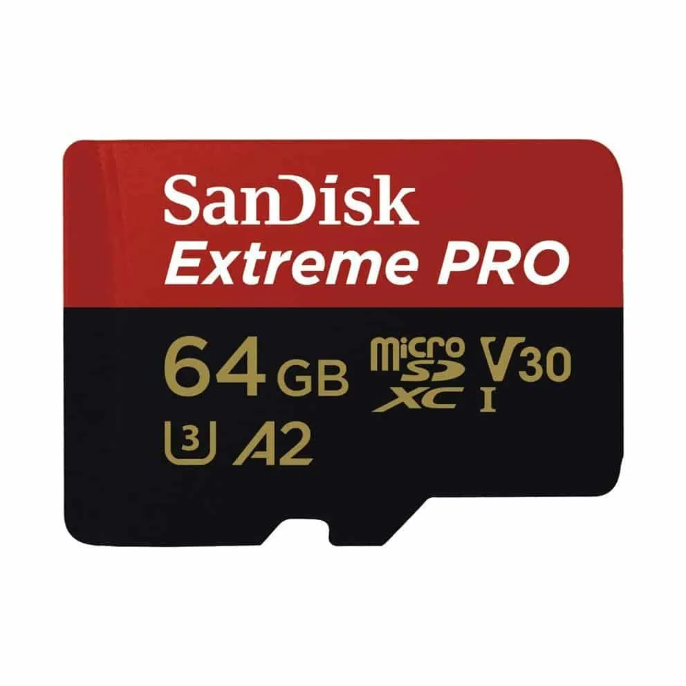 SanDisk Extreme Pro MicroSDXC UHS-I U3 A2 V30 64GB + Adapter