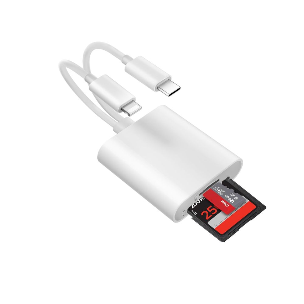 SD Card Reader for iPhone 2 in 2 SD Card