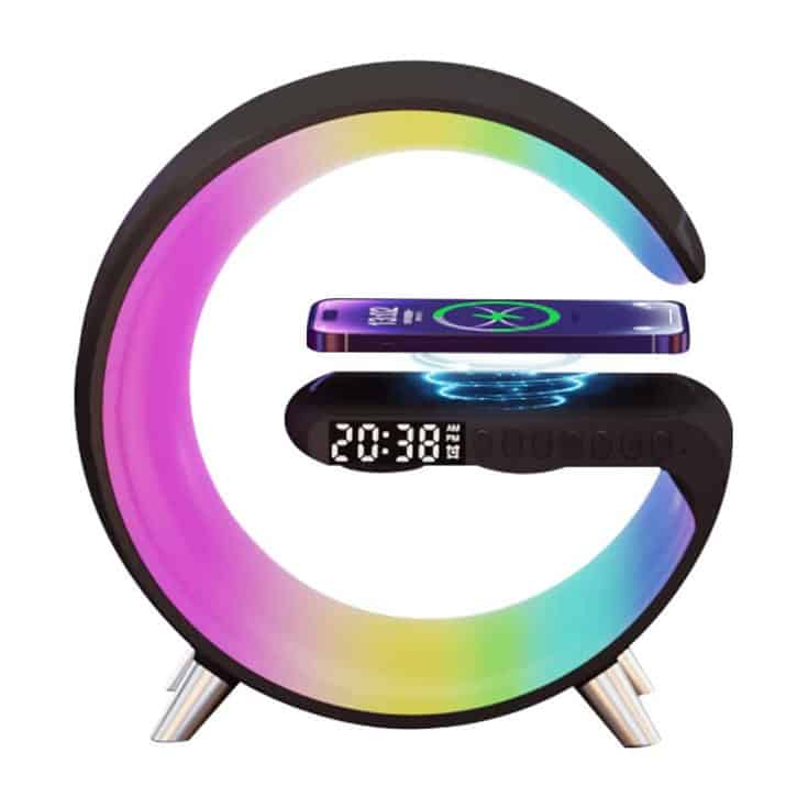 Smart Light, Speaker, Alarm Clock, Wireless Charging Light Weight (Black)