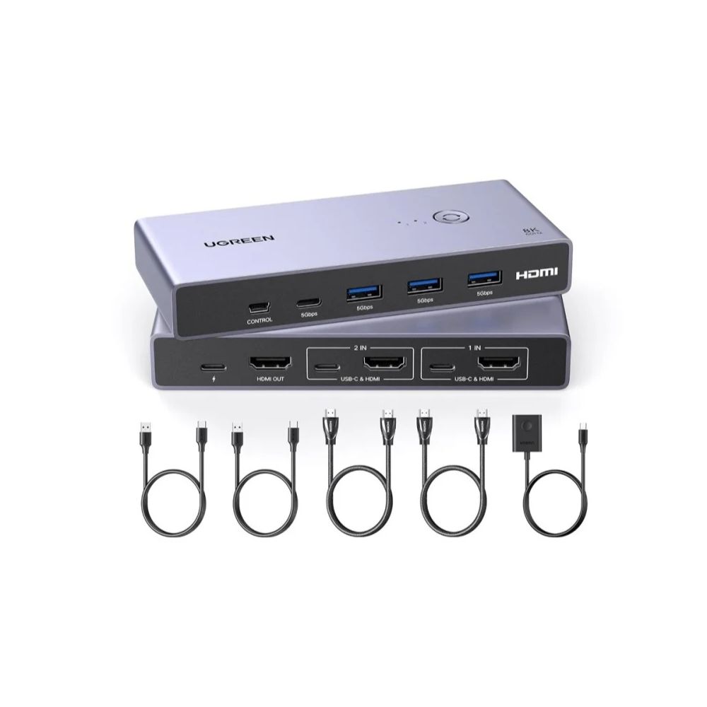 UGREEN 8K 2Ports HDMI KVM Switch 3USB-A 1USB-C