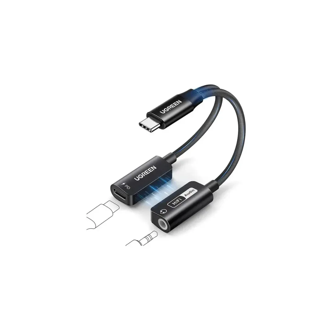UGREEN – CM721 2in1 USB C to 3.5mm Headphone &amp; USB-C Charging Port for iPhones, Switch 2, Samsung Galaxy, iPad Pro/Air – 25837