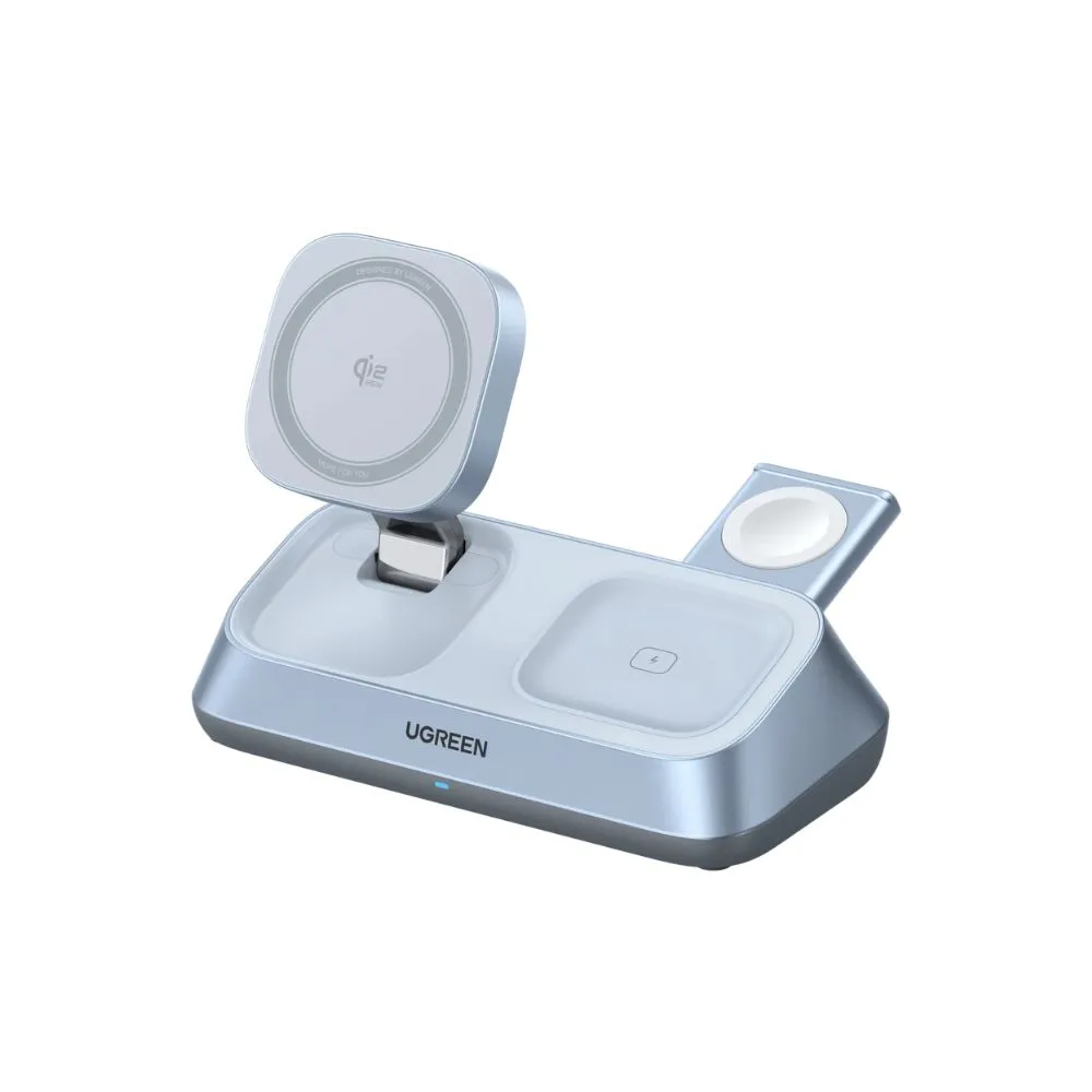 UGREEN MagFlow 3 in 1 Magnetic Wireless Desktop Charger (Qi2 25W, MagSafe-Compatible)