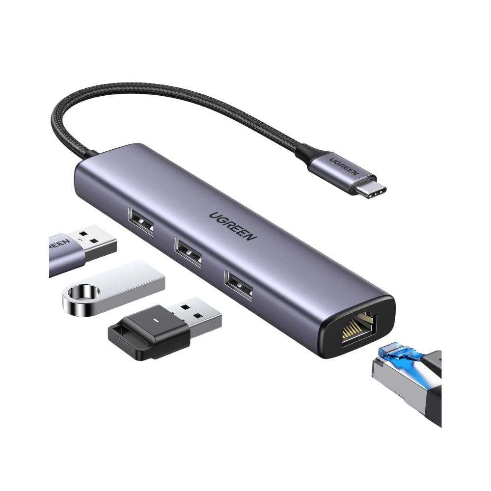 UGREEN USB C to Ethernet Adapter, 4 in 1 USB C Hub Ethernet with 3 USB 3.0 Ports